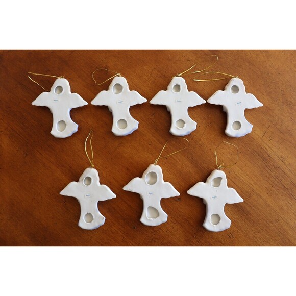 Lot 6x Ceramic Angel Christmas Ornament Autom Band Music Instrument Banjo Guitar - Picture 6 of 13